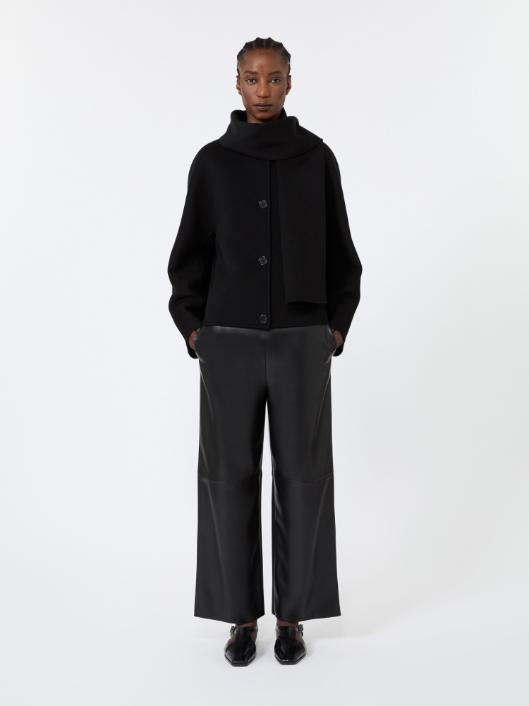 Cropped wool broadcloth jacket + BLACK - Max Mara