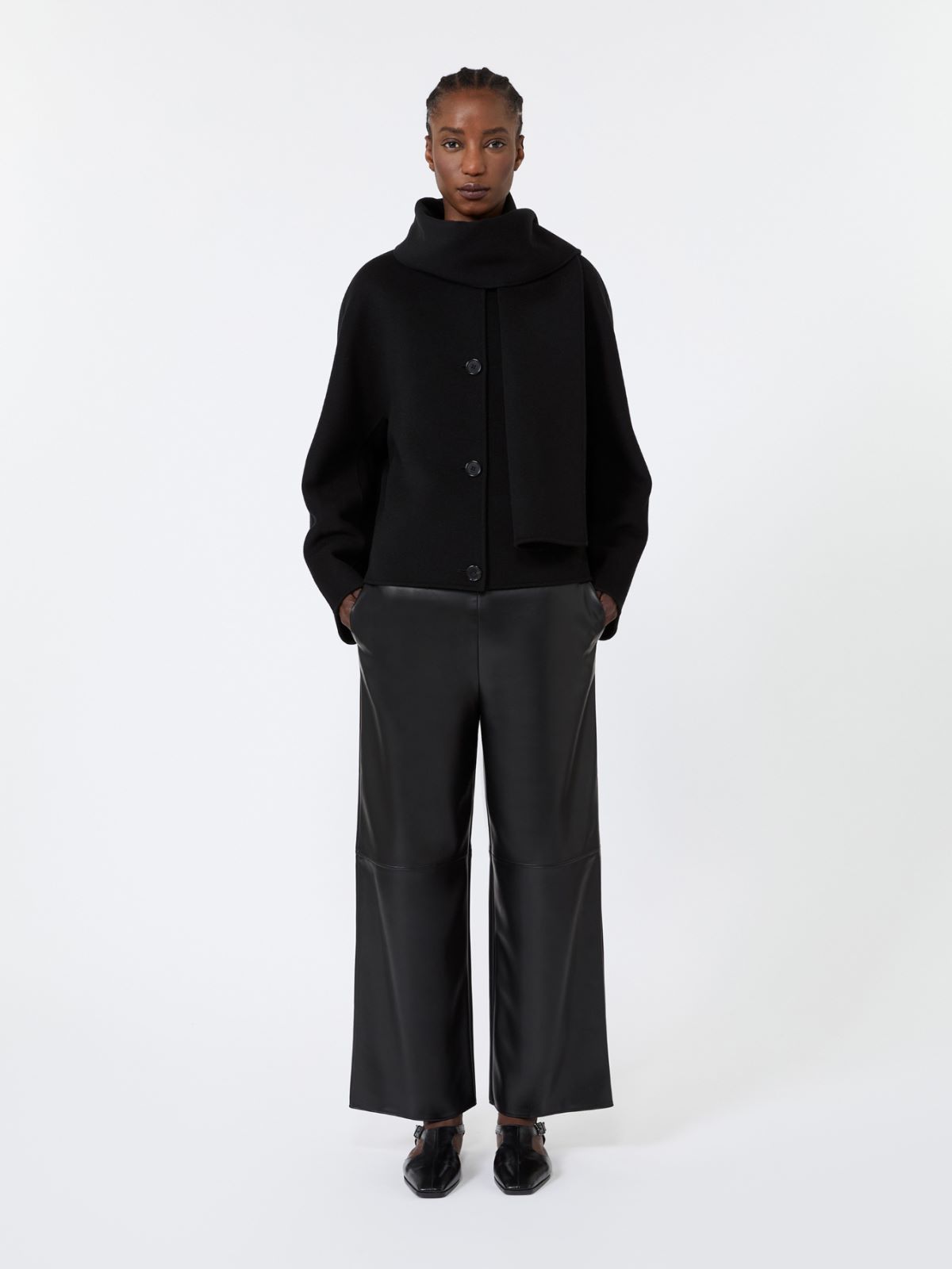Cropped wool broadcloth jacket - BLACK - Max Mara