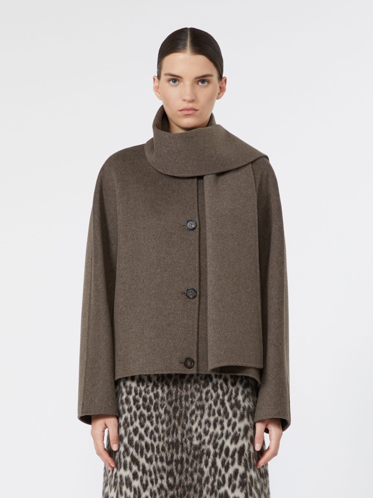 Cropped wool broadcloth jacket - MEDIUM GREY - Max Mara - 2