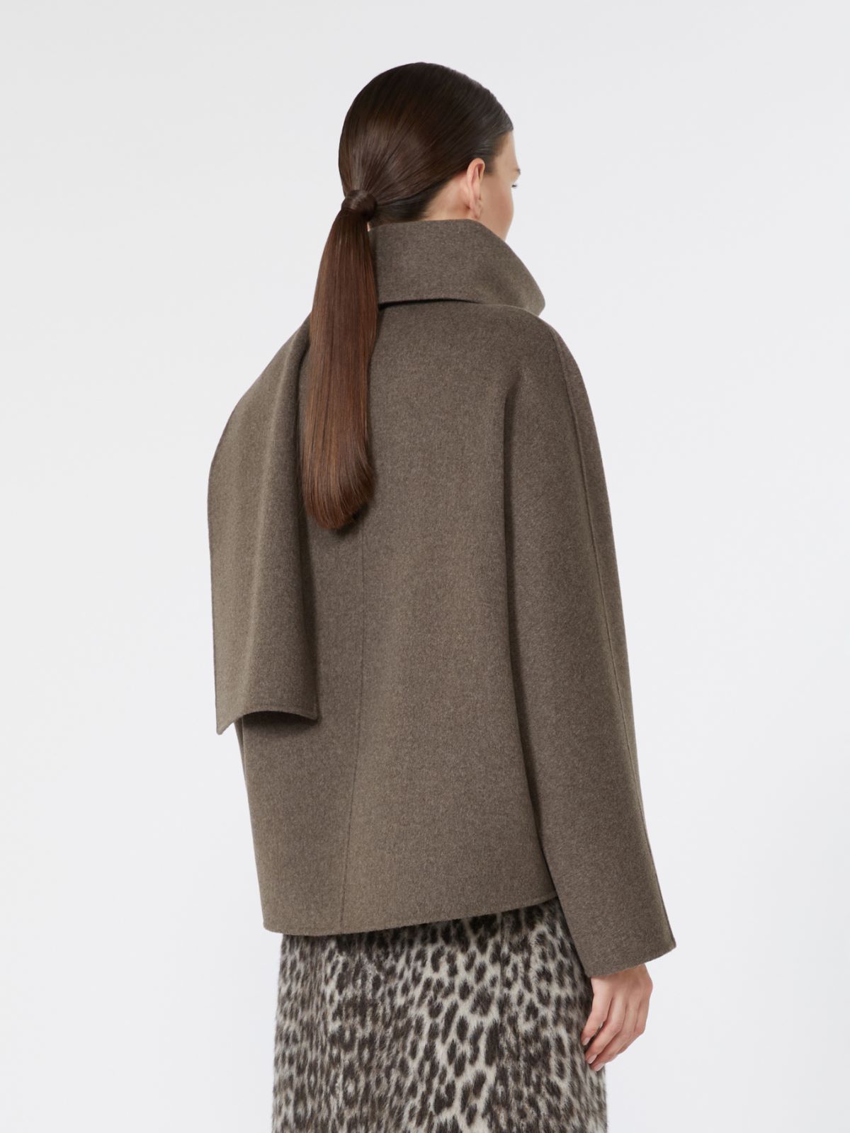 Cropped wool broadcloth jacket - MEDIUM GREY - Max Mara - 3