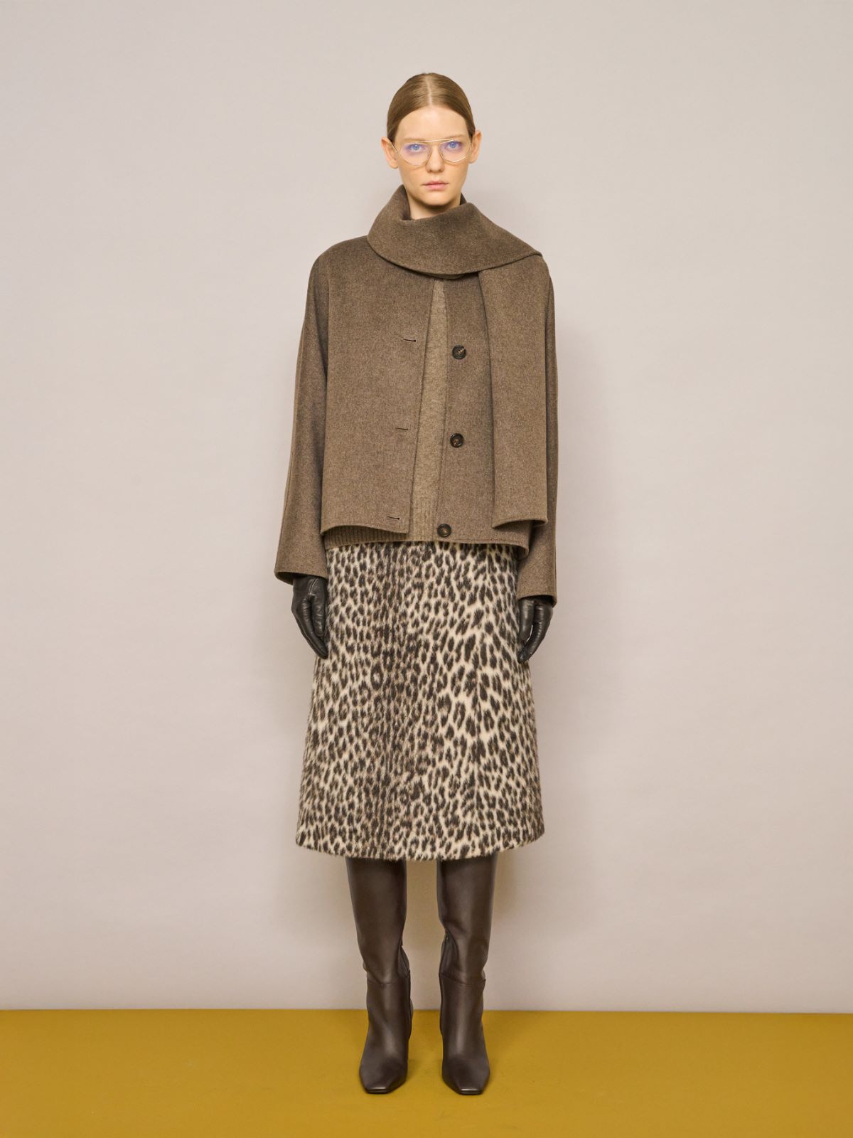 Cropped wool broadcloth jacket - MEDIUM GREY