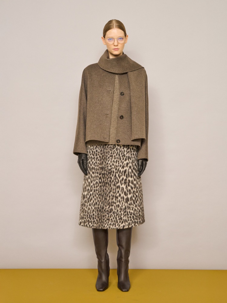Cropped wool broadcloth jacket + MEDIUM GREY - Max Mara