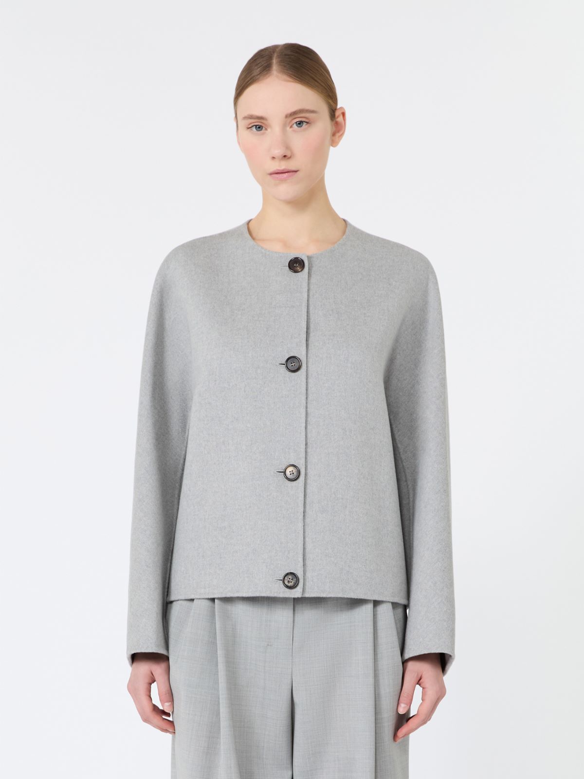 Cropped wool broadcloth jacket - PEARL GREY - Max Mara - 2