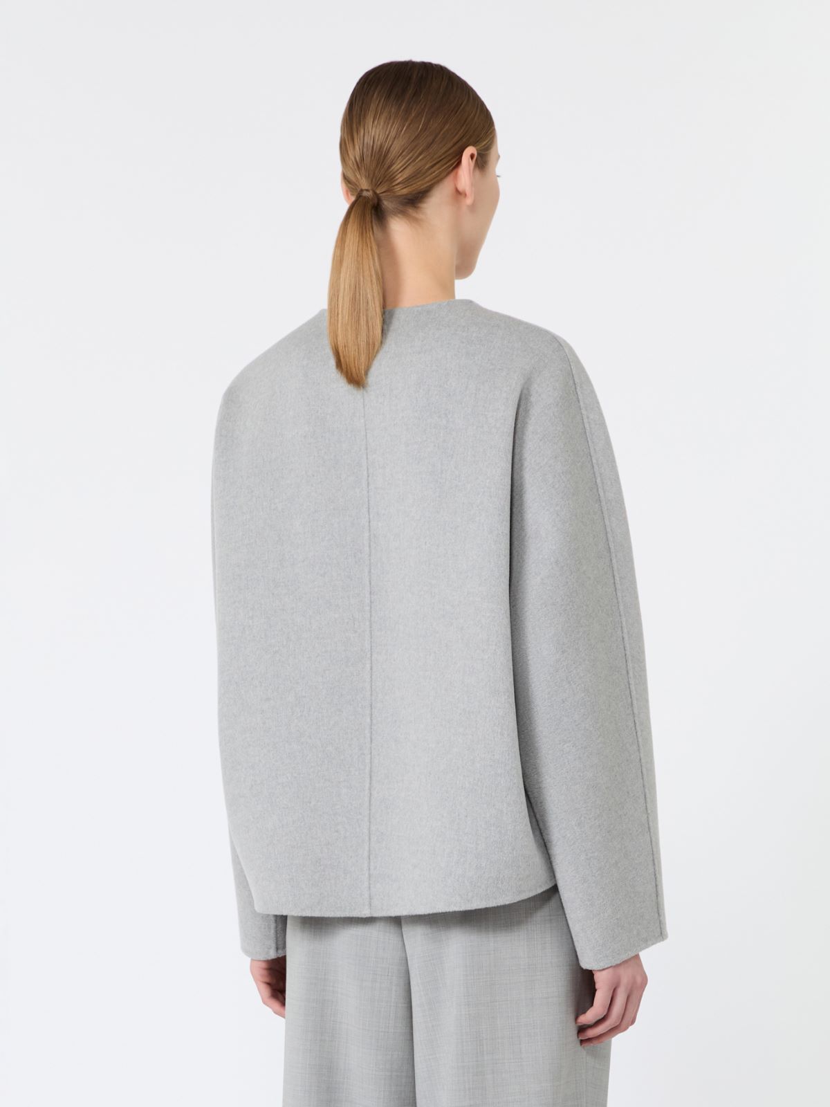 Cropped wool broadcloth jacket - PEARL GREY - Max Mara - 3