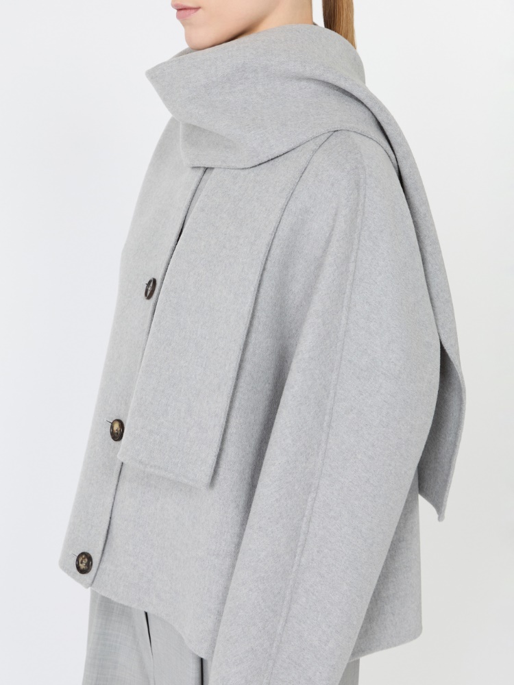 Cropped wool broadcloth jacket - PEARL GREY - Max Mara - 4