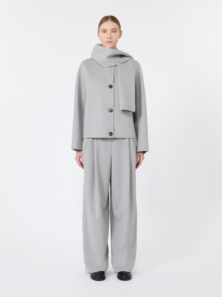 Cropped wool broadcloth jacket - PEARL GREY