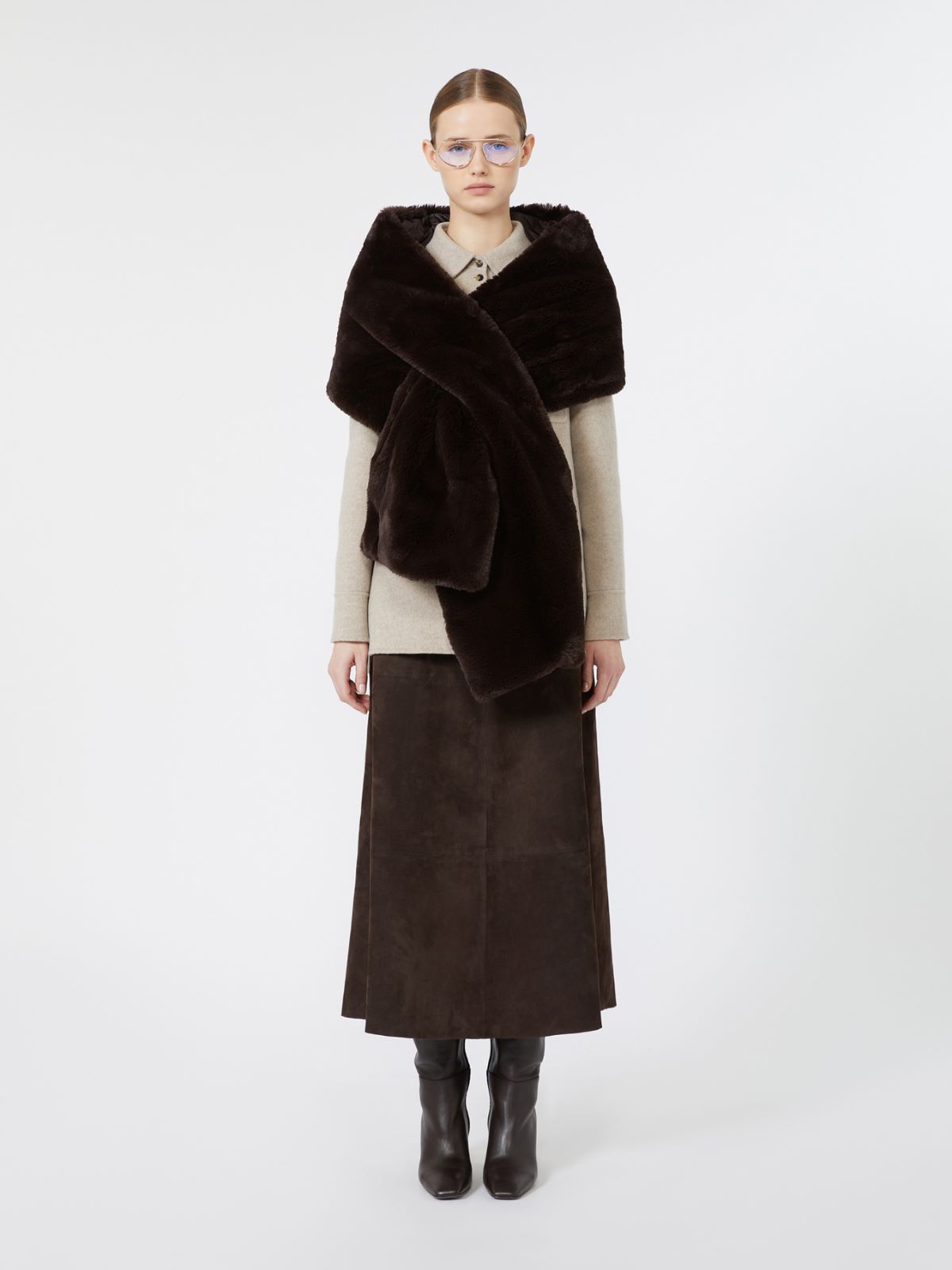 Wool and cashmere broadcloth jacket - SAND