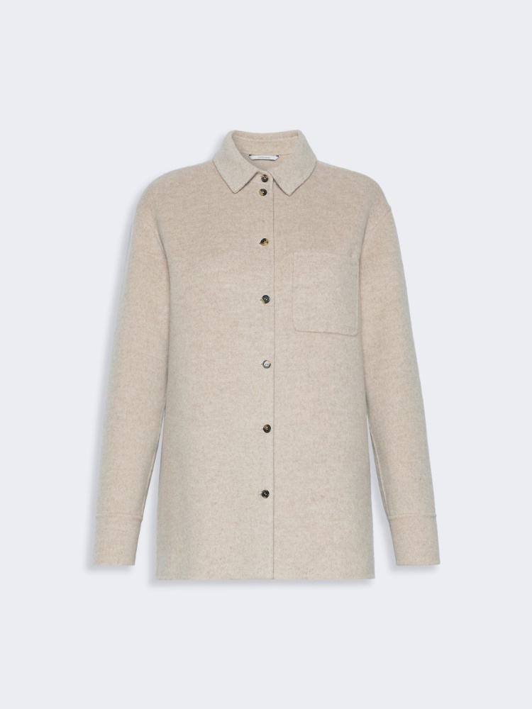 Wool and cashmere broadcloth jacket - SAND
