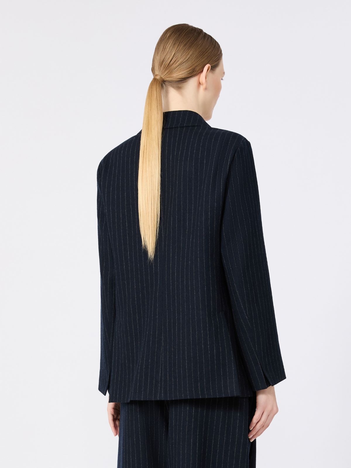Dwurzędowa marynarka z wełny w prążki - CIEMNOGRANATOWY - Max Mara - 3