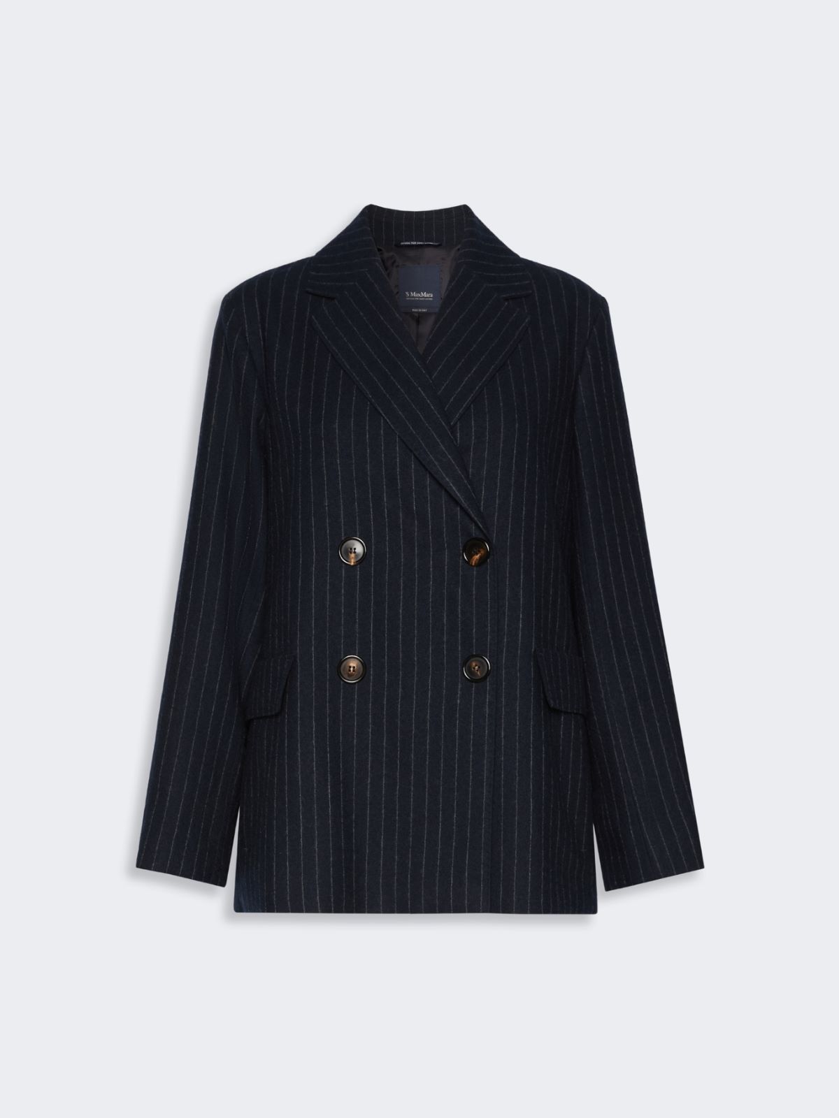 Dwurzędowa marynarka z wełny w prążki - CIEMNOGRANATOWY - Max Mara - 4