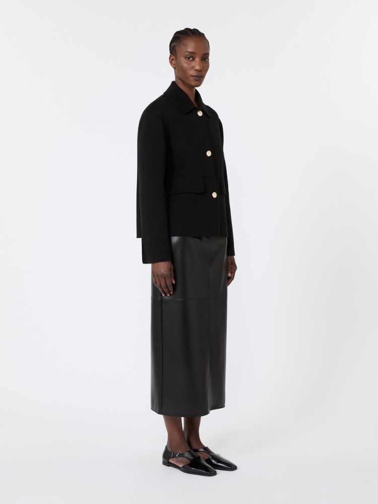 Double wool cropped jacket - BLACK
