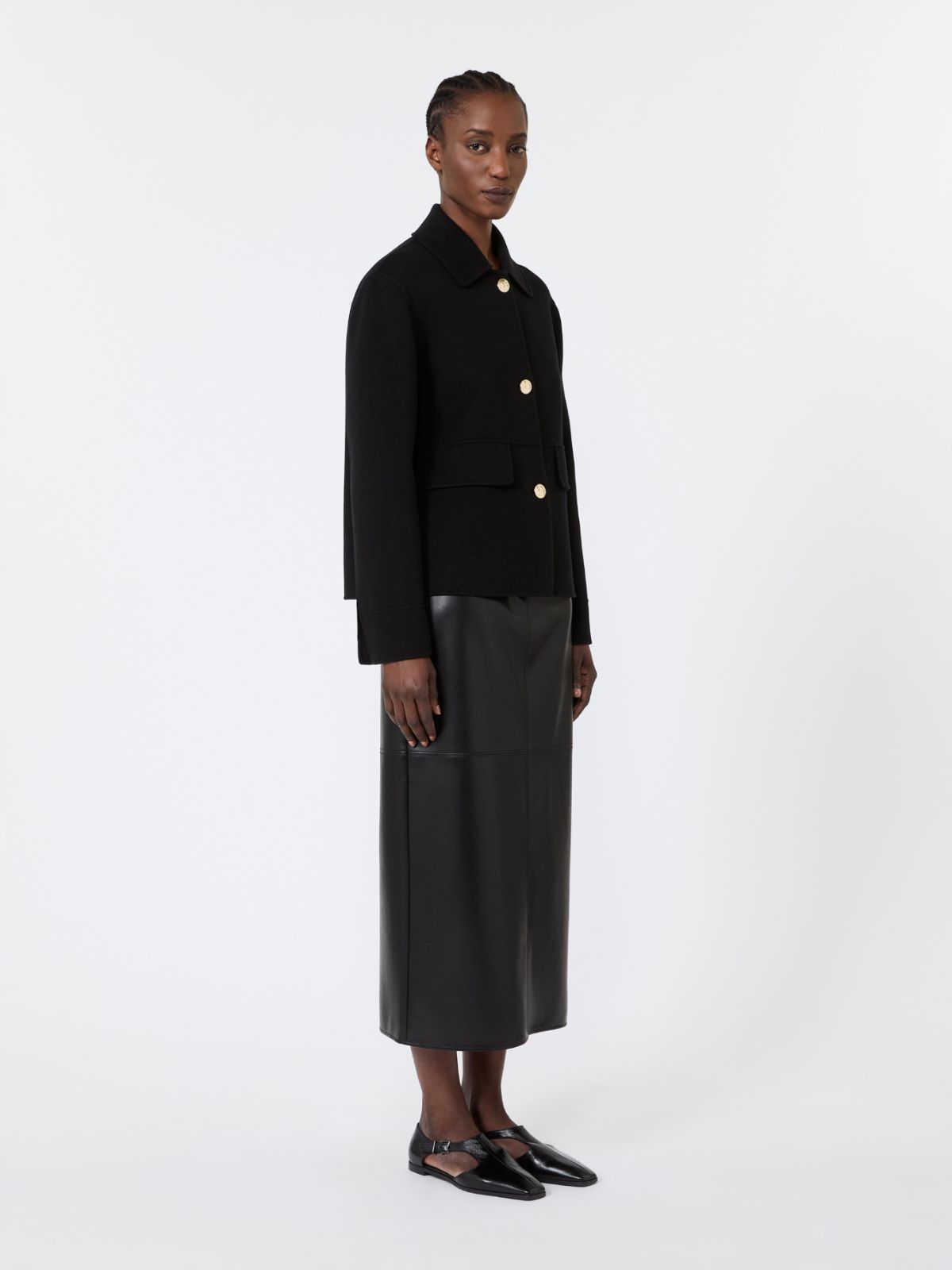 Double wool cropped jacket - BLACK - Max Mara