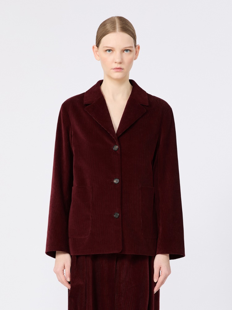 Fine rib-knit single-breasted velvet jacket - BORDEAUX - Max Mara - 2