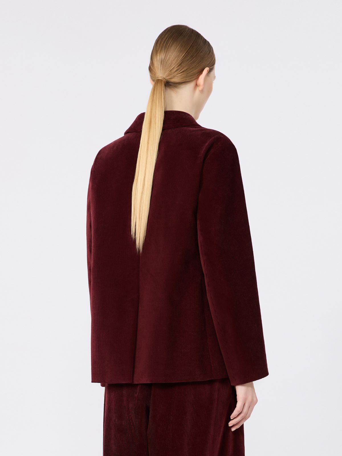 Fine rib-knit single-breasted velvet jacket - BORDEAUX - Max Mara - 3
