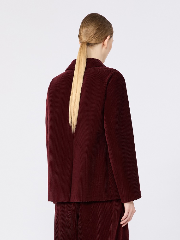 Fine rib-knit single-breasted velvet jacket - BORDEAUX - Max Mara - 3