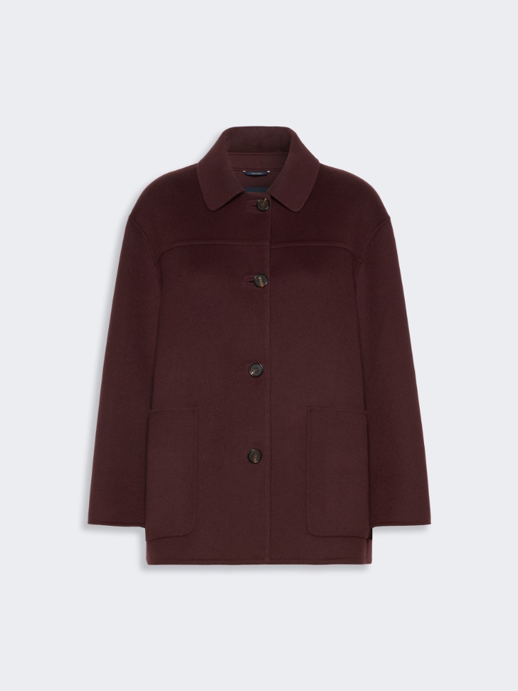 Wool drap short coat - DARK RED