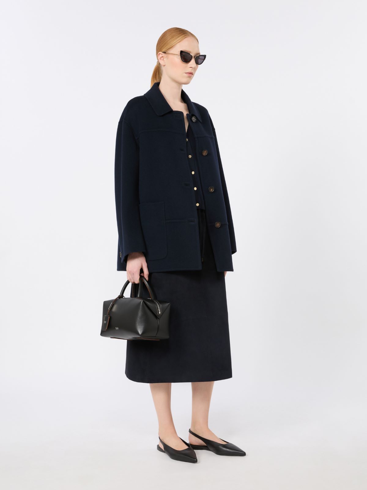 Wool drap short coat + MIDNIGHTBLUE - Max Mara