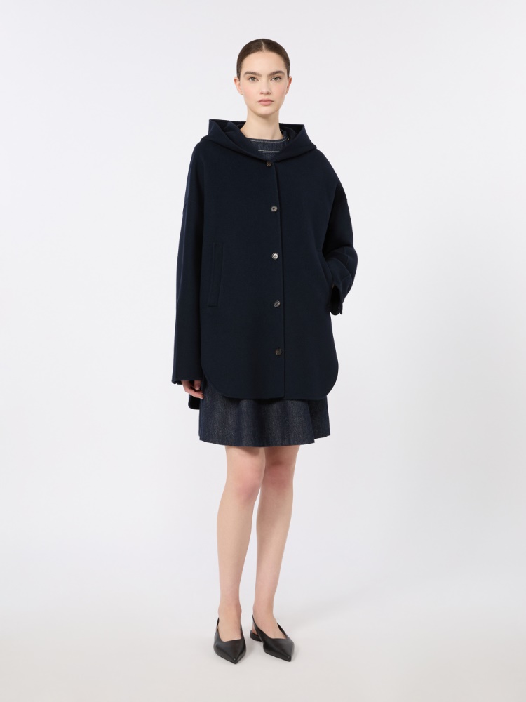Double wool drap coat with hood - MIDNIGHTBLUE - 2