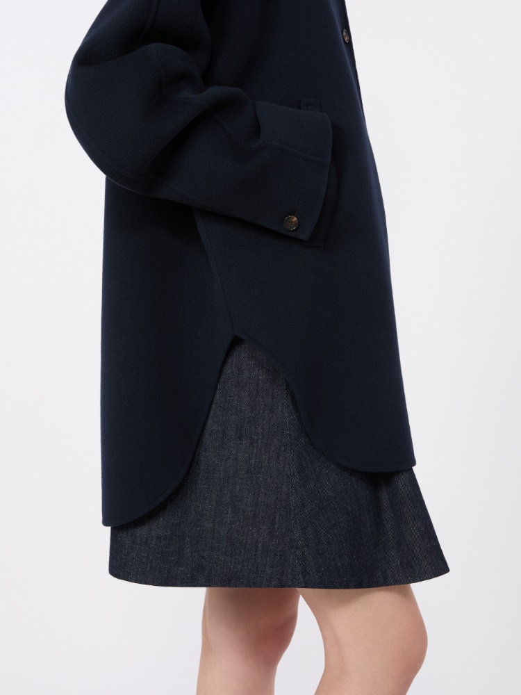 Double wool drap coat with hood - MIDNIGHTBLUE - 4