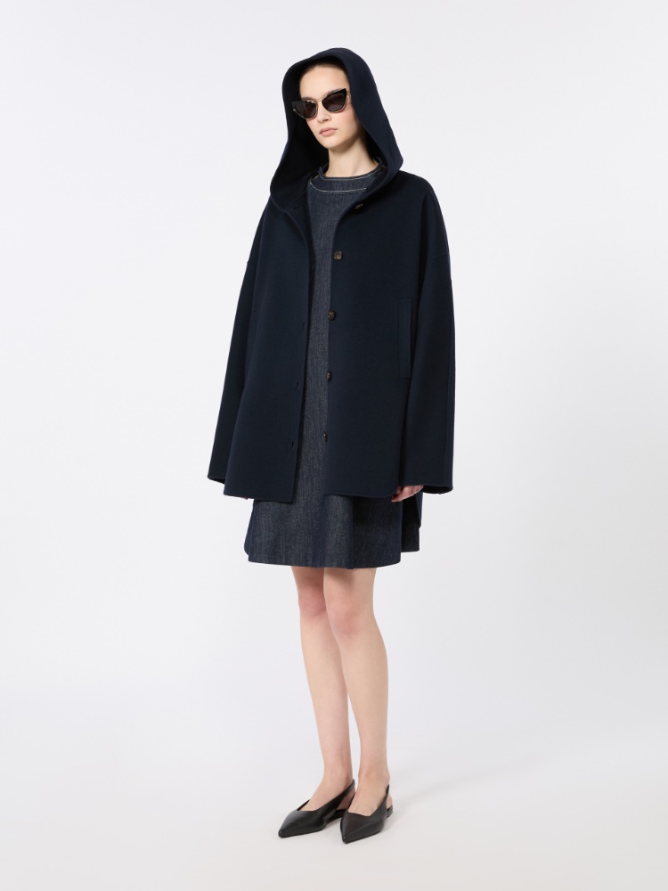 Double wool drap coat with hood + MIDNIGHTBLUE - Max Mara