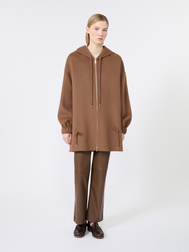 Wool coat with drawstring - HAZELNUT BROWN - 2