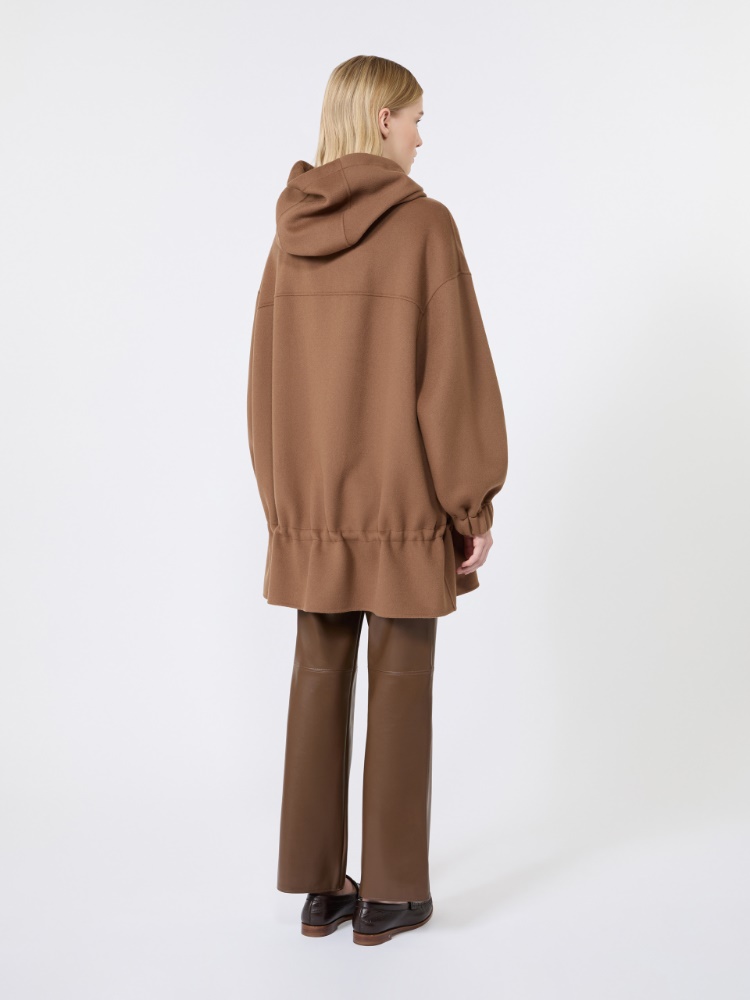 Wool coat with drawstring - HAZELNUT BROWN - 3