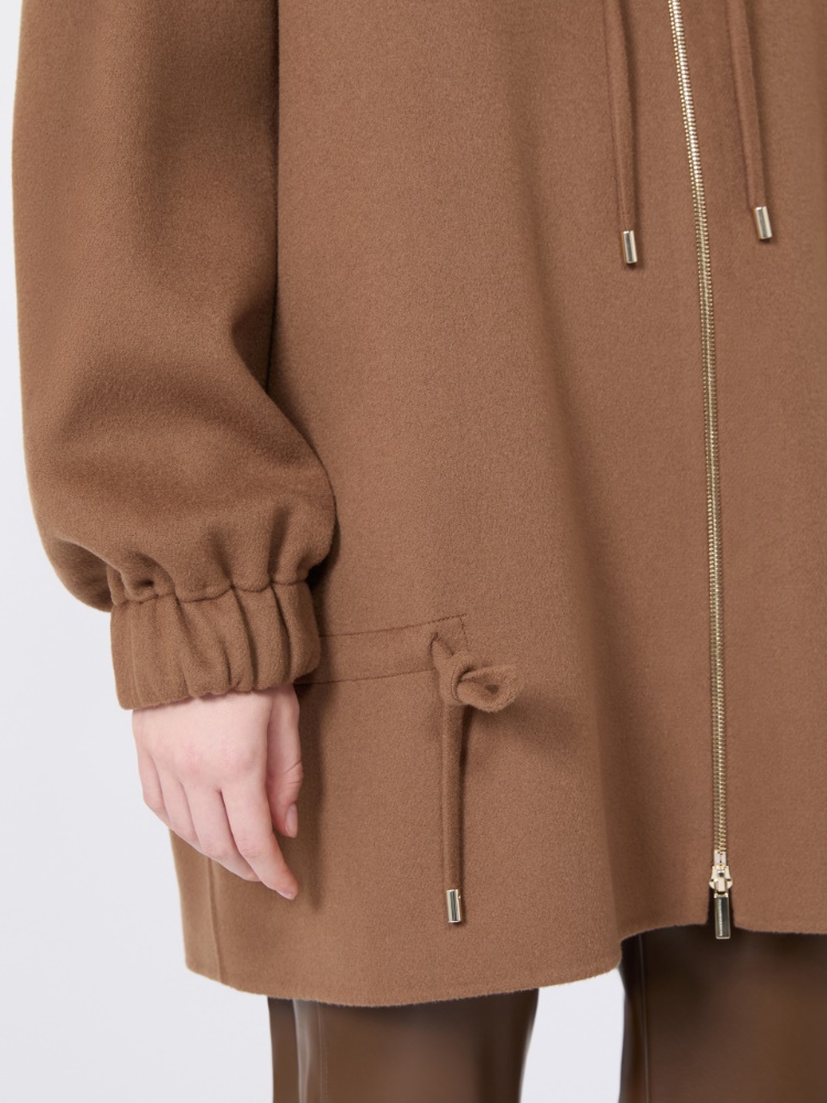 Wool coat with drawstring - HAZELNUT BROWN - 4