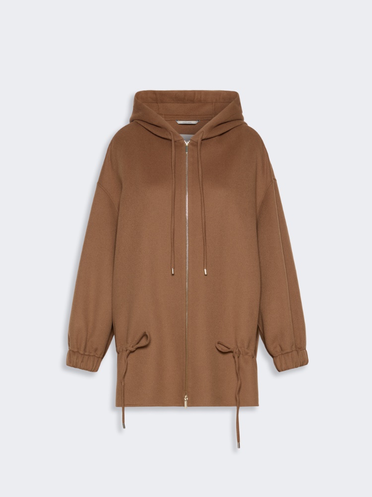 Wool coat with drawstring - HAZELNUT BROWN - 5
