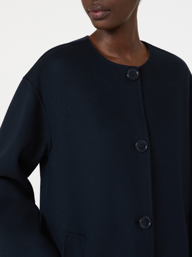 Short wool coat with scarf - MIDNIGHTBLUE - 4