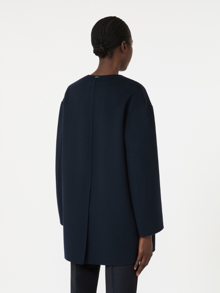 Short wool coat with scarf - MIDNIGHTBLUE