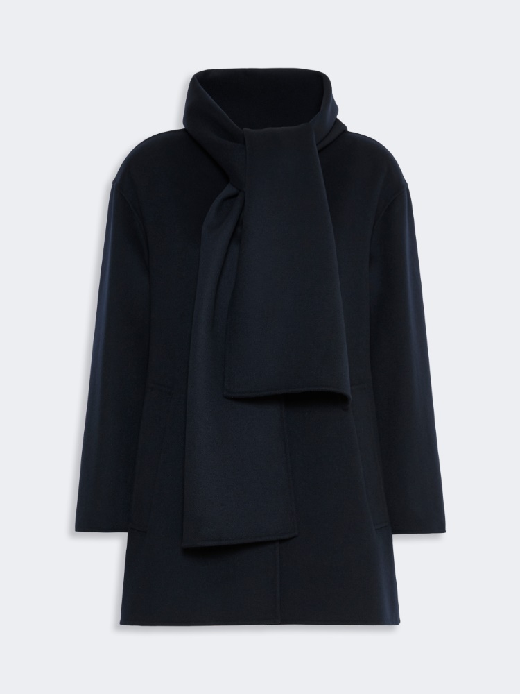 Short wool coat with scarf - MIDNIGHTBLUE