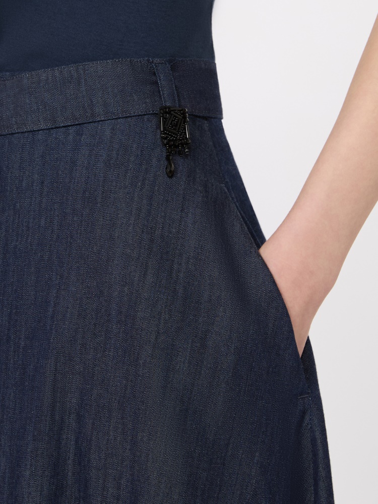 Cotton denim flared skirt - MIDNIGHTBLUE - 4