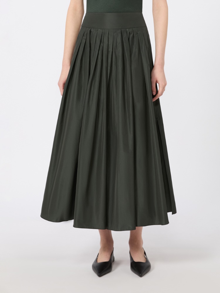 Taffeta pleated skirt - DARK GREEN - 2