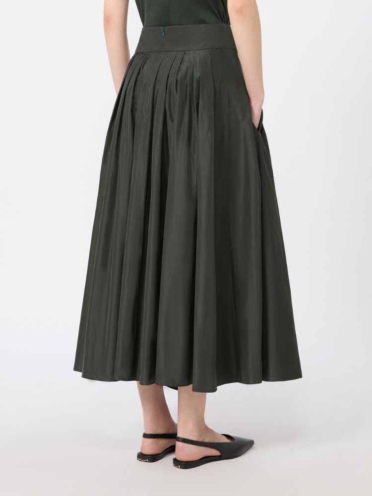 Taffeta pleated skirt - DARK GREEN - 3