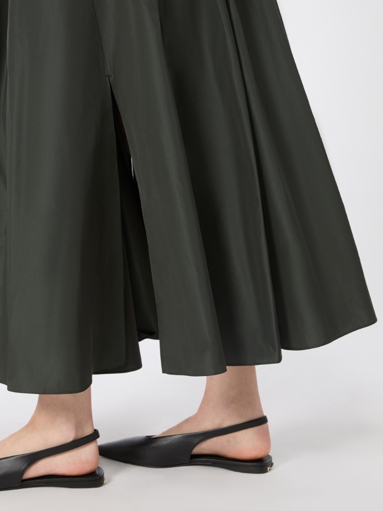 Taffeta pleated skirt - DARK GREEN - 4