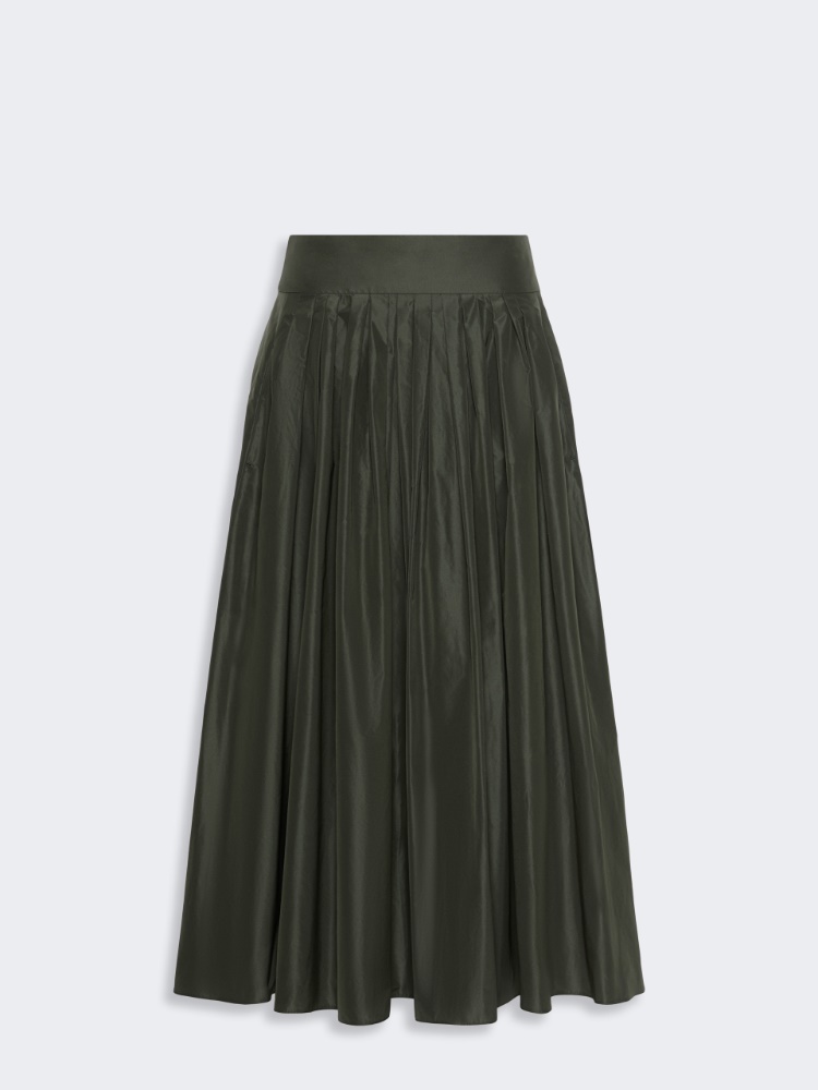 Taffeta pleated skirt - DARK GREEN - 5