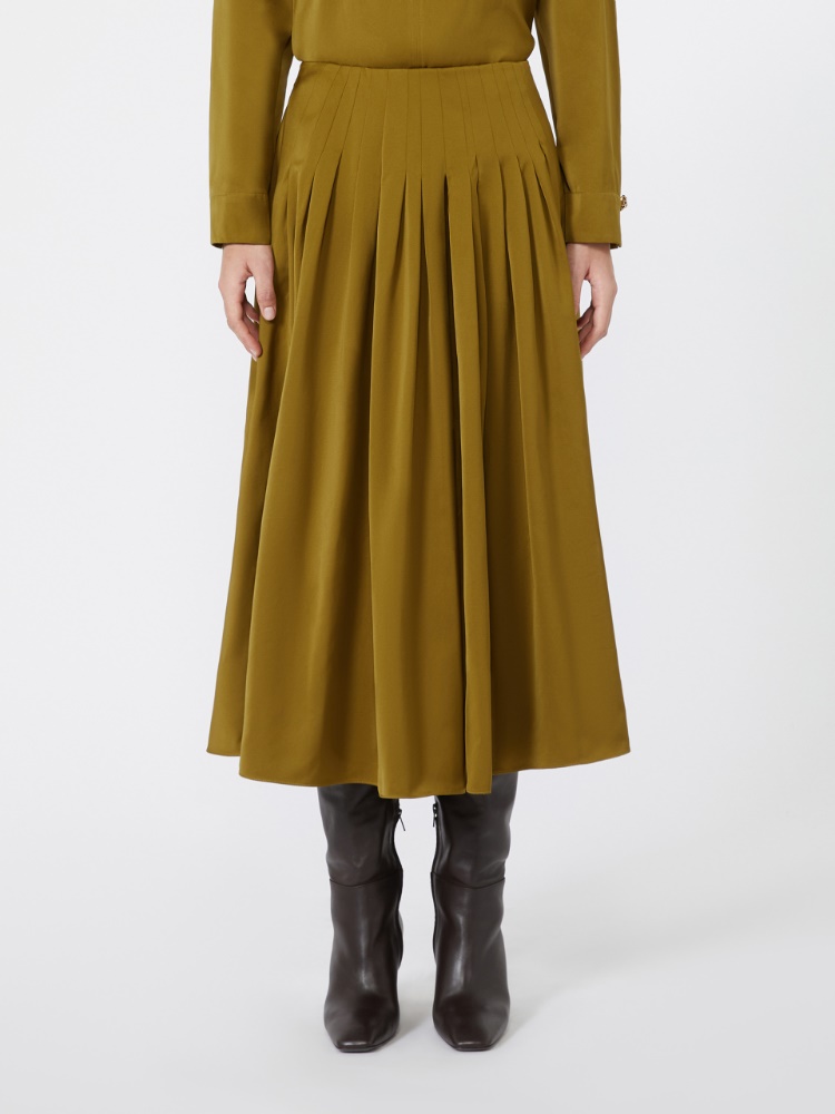 Cotton-blend satin flared skirt - MUSTARD - Max Mara - 2