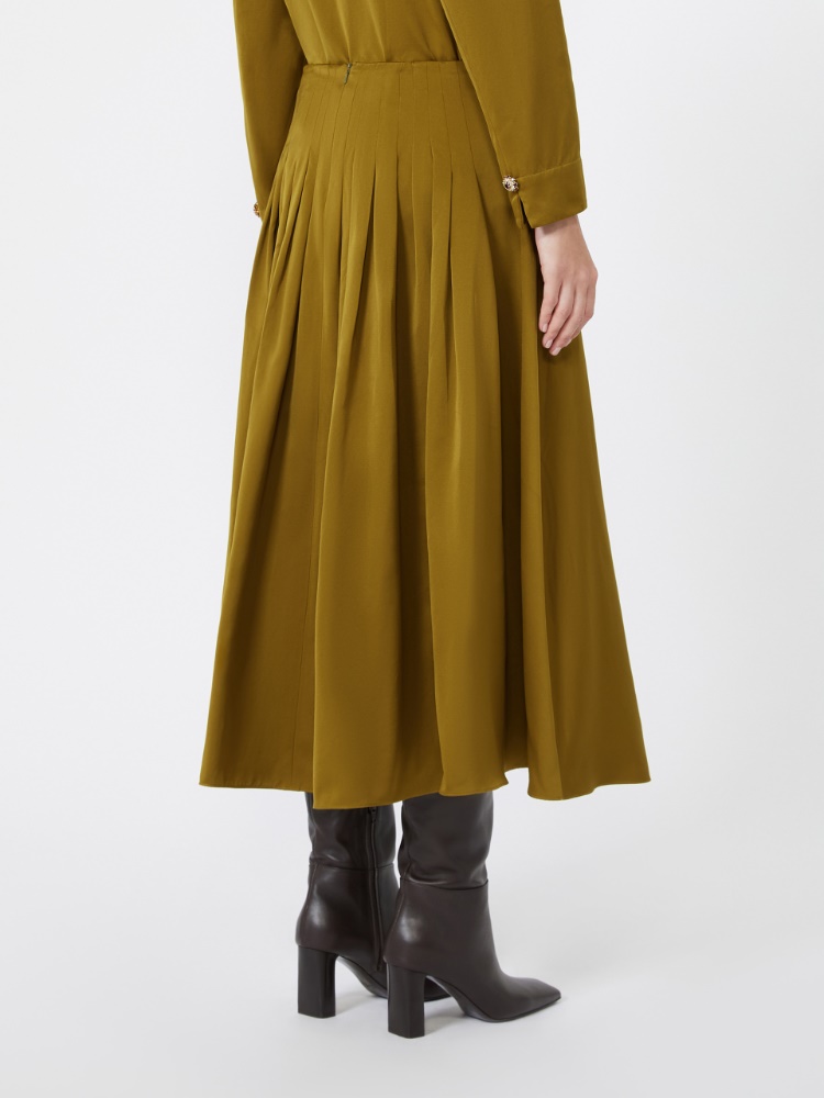 Cotton-blend satin flared skirt - MUSTARD - Max Mara - 3
