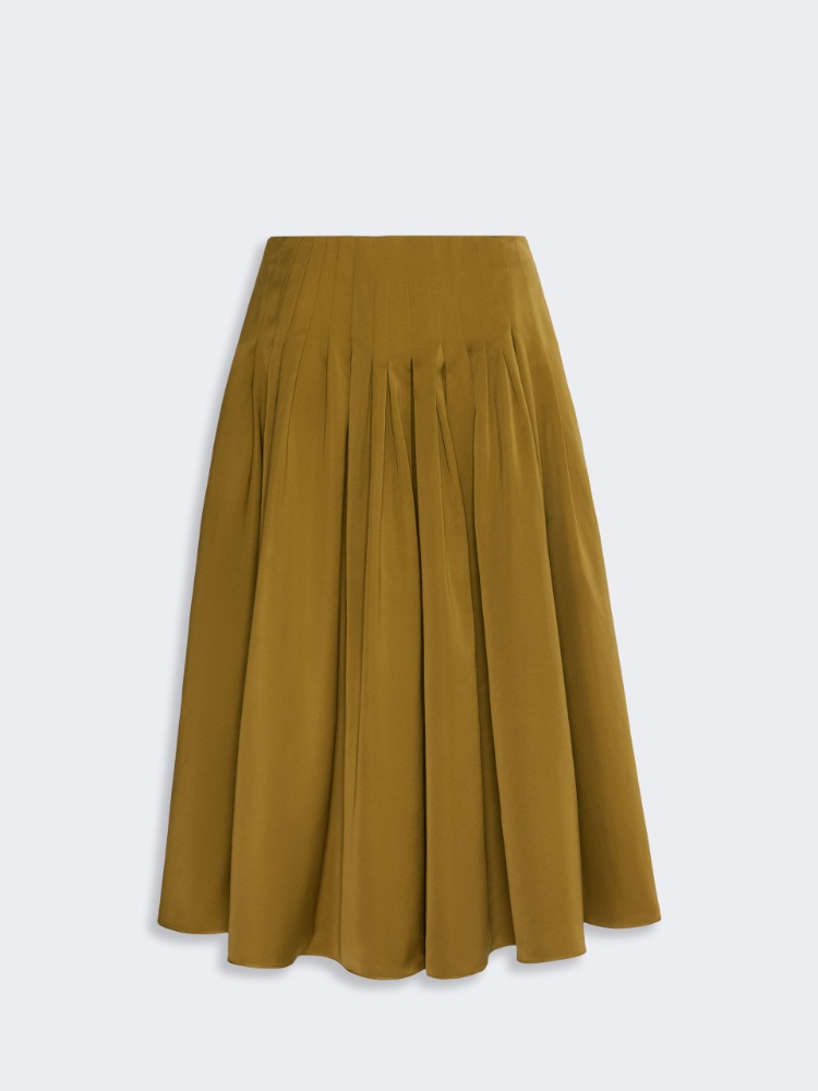 Cotton-blend satin flared skirt - MUSTARD - Max Mara - 5