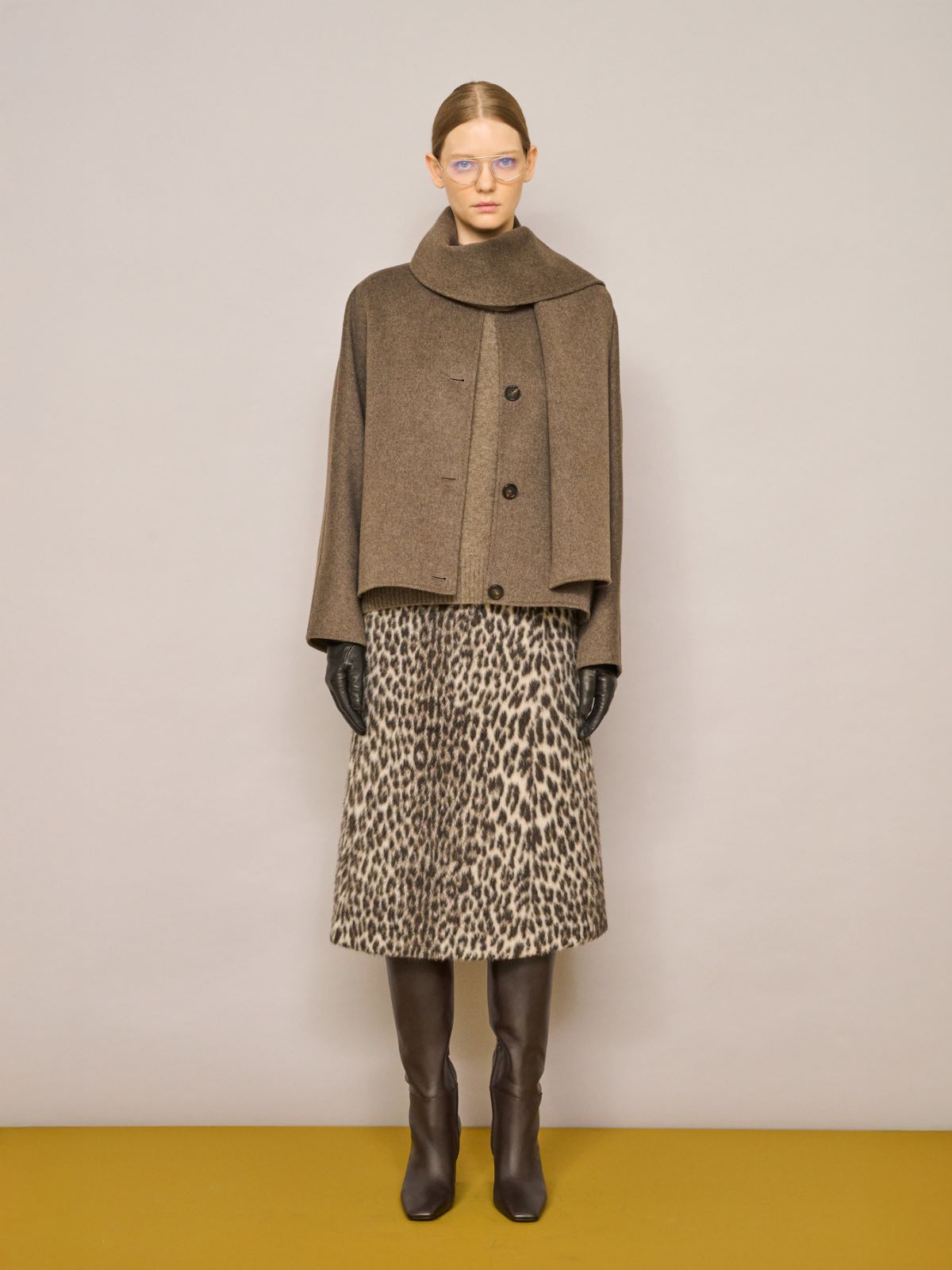 Jacquard wool and alpaca calf-length skirt + ECRU - Max Mara