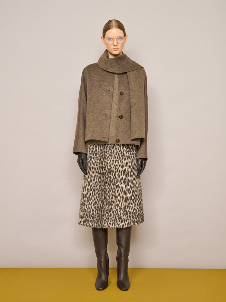 Jacquard wool and alpaca calf-length skirt + ECRU - Max Mara