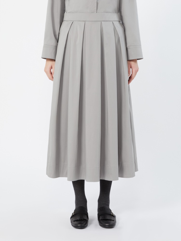Cotton satin pleated midi skirt - LIGHT GREY - Max Mara - 2
