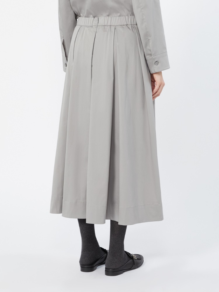Cotton satin pleated midi skirt - LIGHT GREY - Max Mara - 3