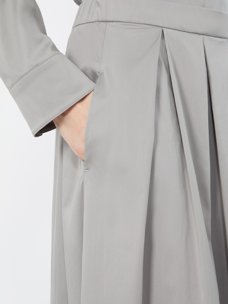 Cotton satin pleated midi skirt - LIGHT GREY - Max Mara - 4