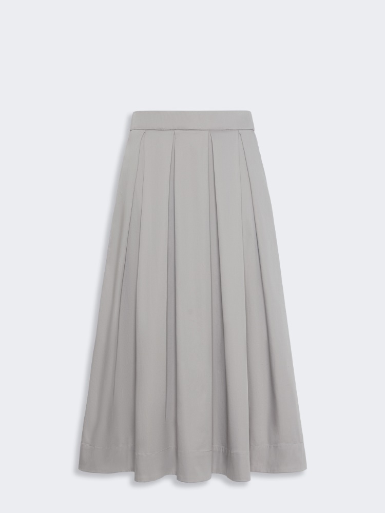 Cotton satin pleated midi skirt - LIGHT GREY - Max Mara - 5