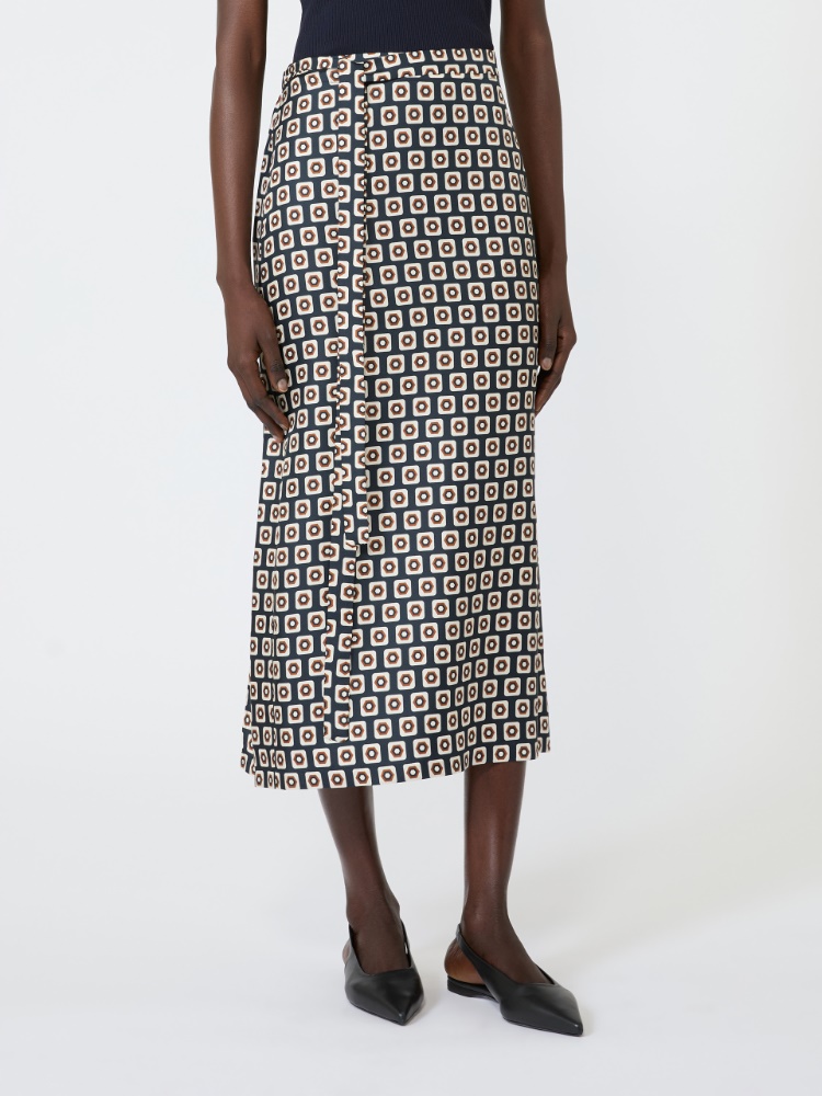 Printed silk twill skirt - ULTRAMARINE - 2