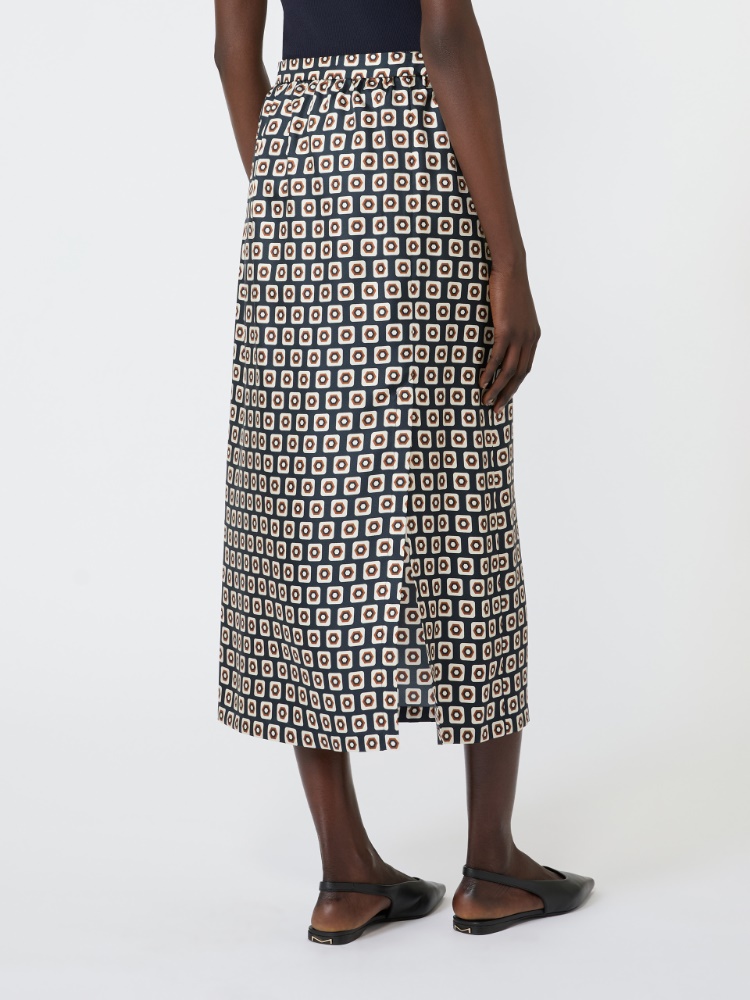 Printed silk twill skirt - ULTRAMARINE - 3