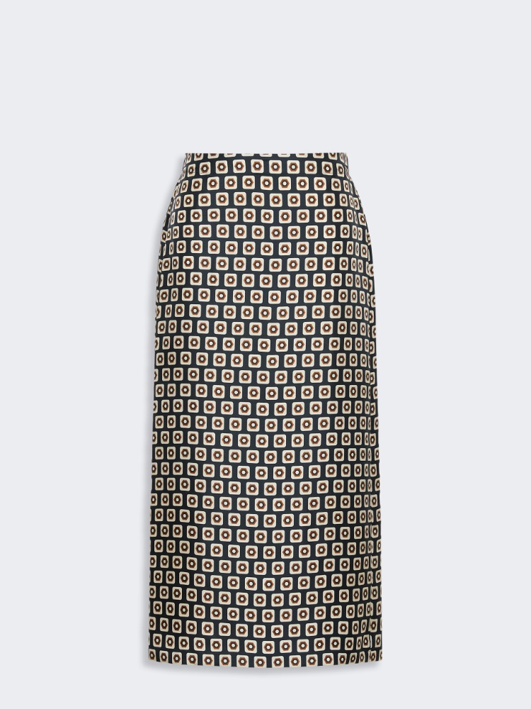 Printed silk twill skirt - ULTRAMARINE - 5