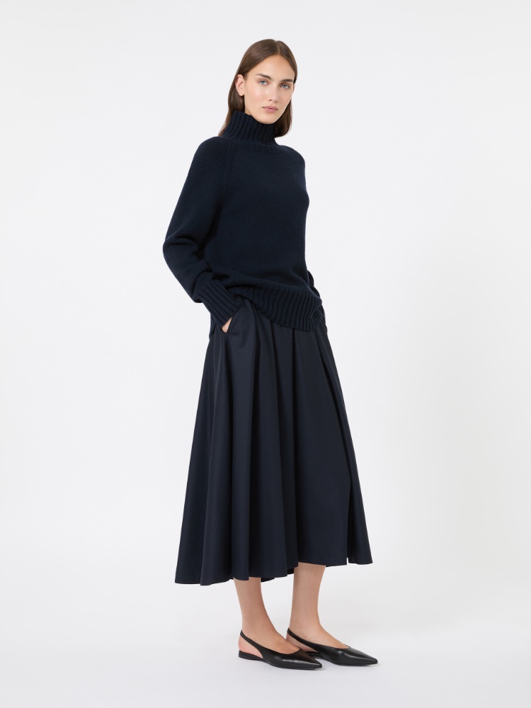 Long wool flannel skirt - MIDNIGHTBLUE