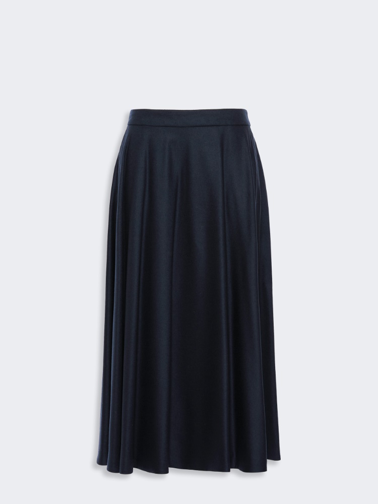 Long wool flannel skirt - MIDNIGHTBLUE